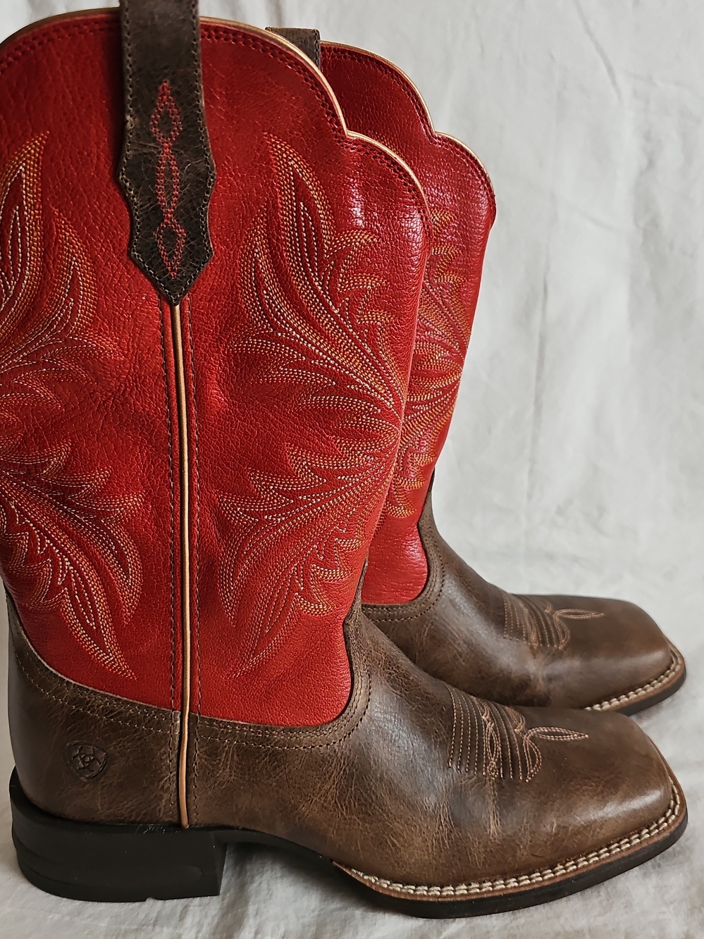 Ariat West Bound Leather Cowboy Boots Red Brown Women's 9.5 B 10040287 Nice!